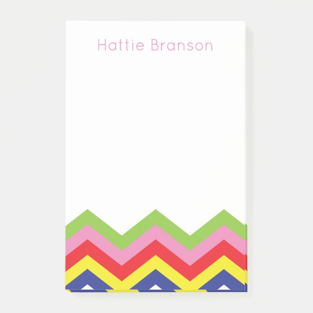 Multi Colour Chevron Personalised Post-It Notepad (Front)