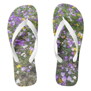 Multi Colour Crocus Spring Flowers Adult Flip Flop