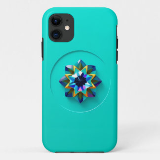 Multi- Colour Crystal Design on Teal iPhone 11 Case