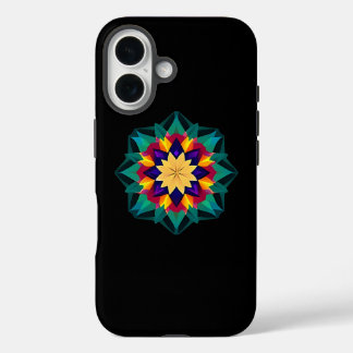 Multi Colour Crystal Motif on Black iPhone 16 Case