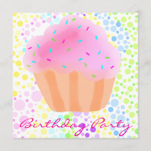 Multi Colour CupCake Birthday Invitation