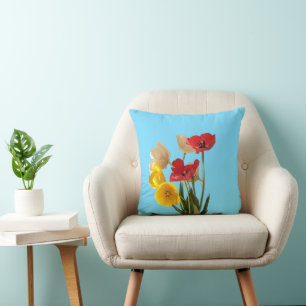 Multi colour cut Tulips Throw Pillow