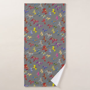Multi-colour Dala Horses Bath Towel