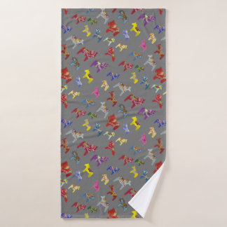 Multi-colour Dala Horses Bath Towel