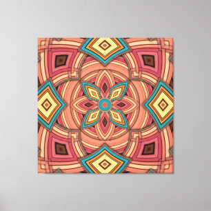Multi-Colour Diamond & Stripe Flower Canvas Print