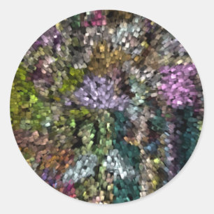 Multi-Colour Digital Abstract Classic Round Sticker