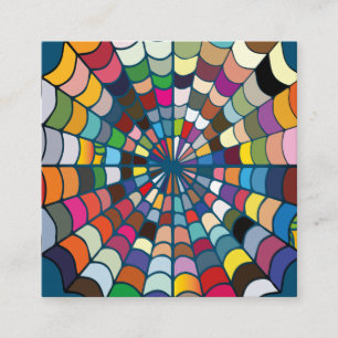 Multi colour Distorted Spider Web Pattern Square Business Card