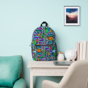 Multi Colour Doodles Printed Backpack