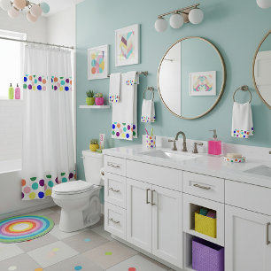 Multi colour dots bath towel set