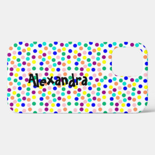 Multi colour dots personalised iPhone 12 case