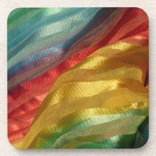 Multi Colour Fabric Rainbow Coaster (Front)