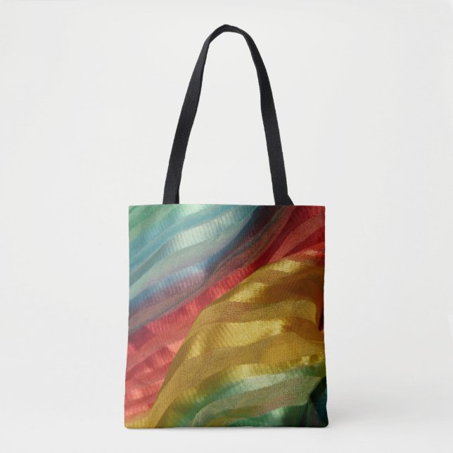 Multi Colour Fabric Rainbow Tote Bag (Front)