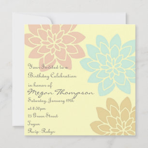 Multi Colour Floral Birthday Invitation