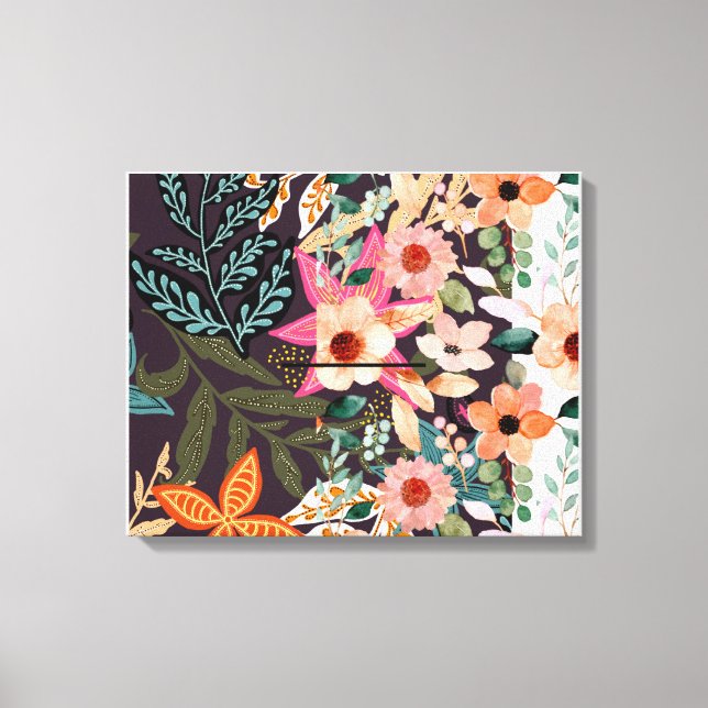 Multi-colour floral print on canvas. (Front)
