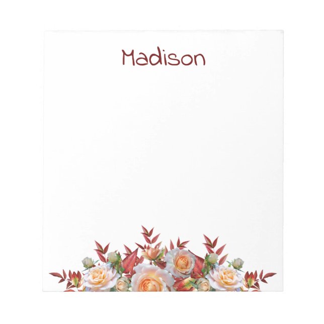 Multi Colour Flowers From the Desk of Personalised Notepad (Front)