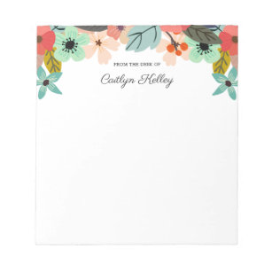 Multi Colour Flowers From the Desk of Personalised Notepad