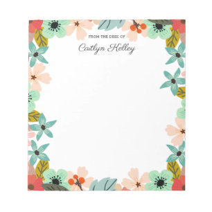 Multi Colour Flowers From the Desk of Personalised Notepad