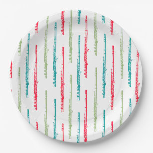 Multi Colour Flute Stripes Music Themed Paper Plate