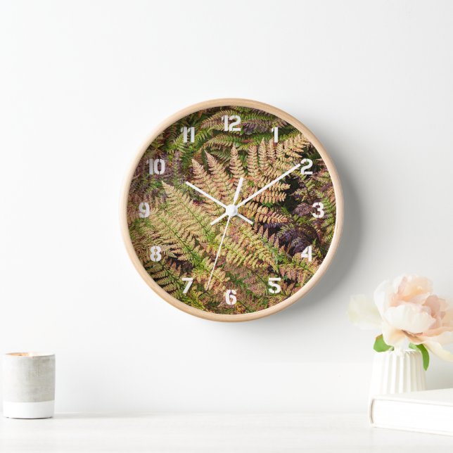 Multi Colour Forest Ferns Botanical Clock (Home)