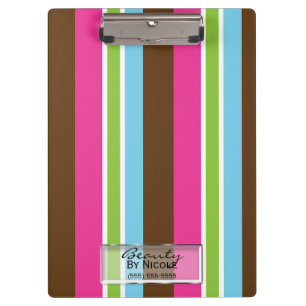 Multi Colour Fun Bright Bold Colourful Stripes Clipboard