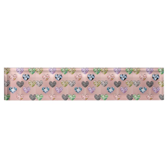 Multi colour,gemstone,rose gold,modern,trendy,glam nameplate (Front)