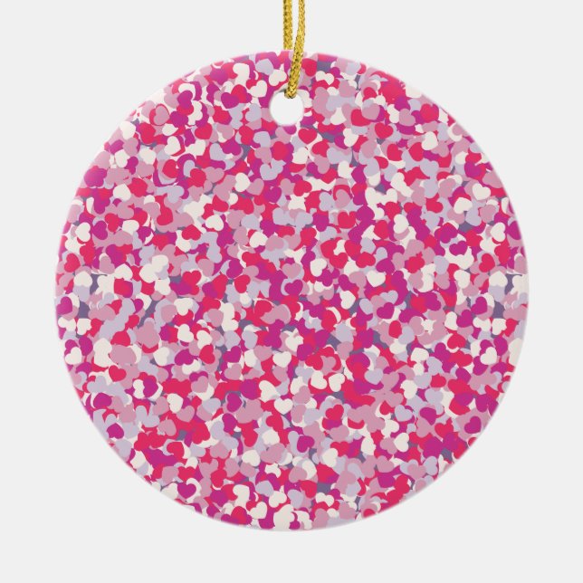 multi Colour Heart Confetti2 Ceramic Tree Decoration (Front)