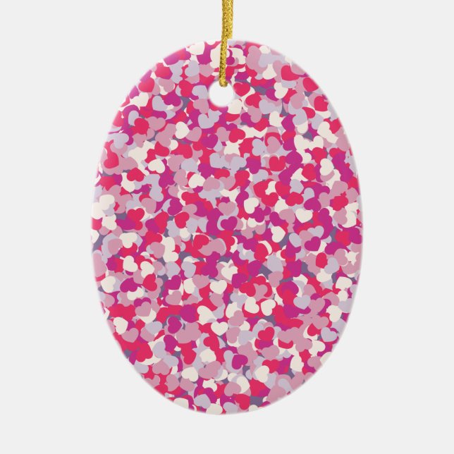multi Colour Heart Confetti2 Ceramic Tree Decoration (Front)