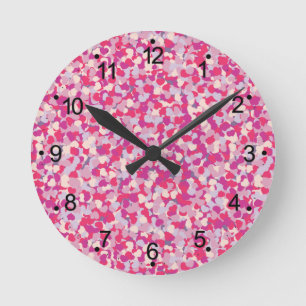multi Colour Heart Confetti2 Round Clock