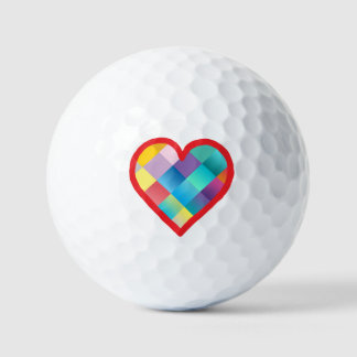 Multi Colour Heart Design Golf Balls