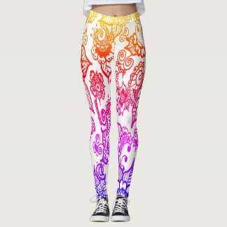Multi-colour Henna Inspired Floral Leggings