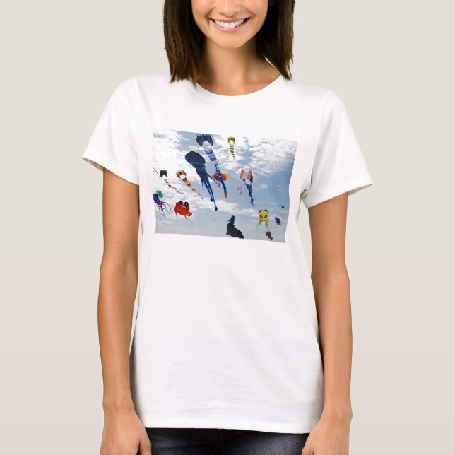Multi Colour Kites Painting the sky T-Shirt (Front)