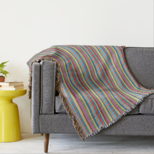 Multi-Colour Knit Look Striped Pattern Cosy Throw Blanket
