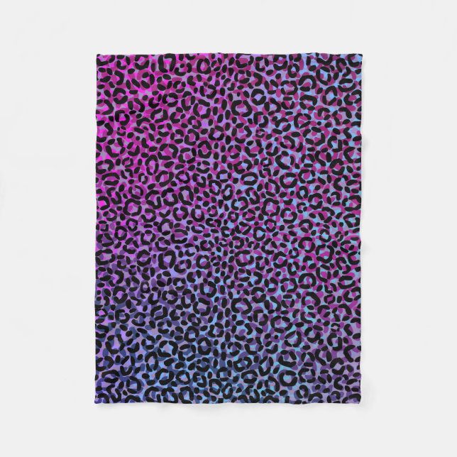 Multi Colour Leopard Print Pattern Fleece Blanket (Front)
