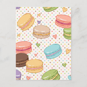 multi colour,macaroon,hearts,polka dot,pattern,fun postcard