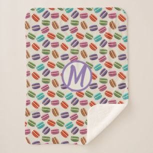 Multi-Colour Macaroon & Polkadot Monogram Sherpa Blanket