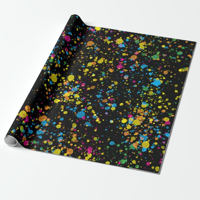 Multi-Colour Mini Paint Splatter Confetti Blast Wrapping Paper (Unrolled)