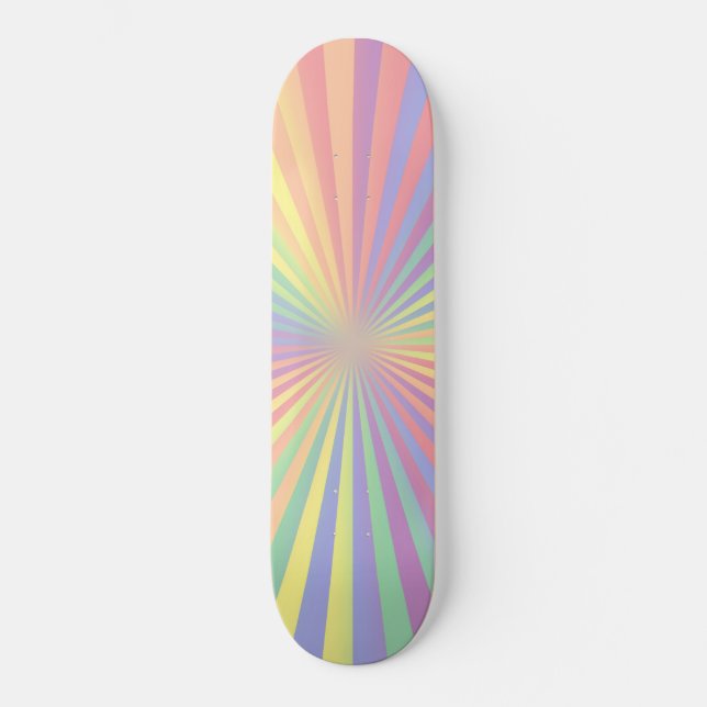 Multi-Colour Mixed Colourful Sunburst Print Patter Skateboard (Front)