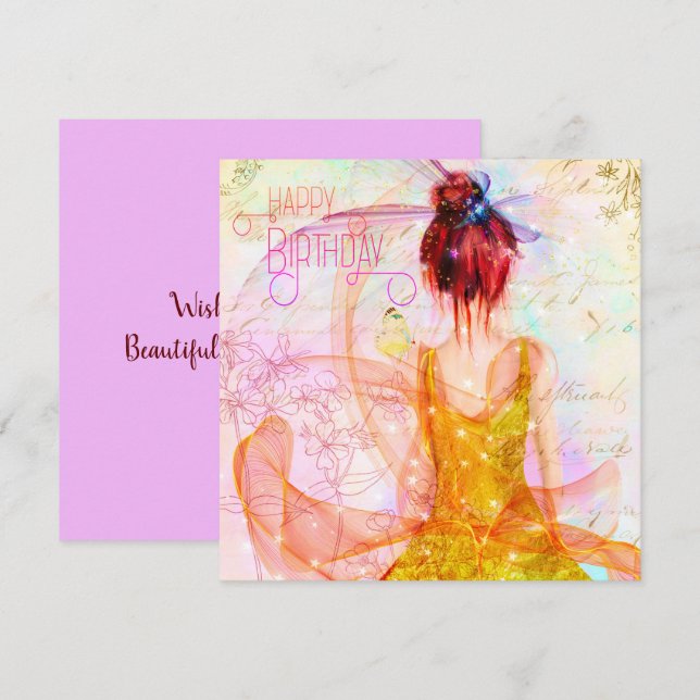 Multi Colour Mystical Girl Happy Birthday Card (Front/Back)