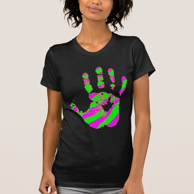 Multi-Colour Neon Handprint T-Shirt (Front)