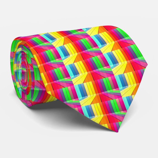Multi Colour Neon  Pattern Necktie (Rolled)