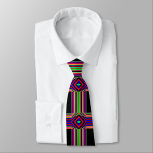 Multi Colour Neon  Stripe And Diamond Necktie