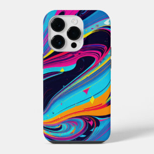 Multi Colour Paint Swirls Pink Blue Yellow Orange iPhone 14 Pro Case