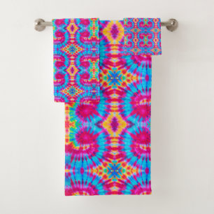 Multi Colour Patterns Tie-dye Vibe Bath Towel Set