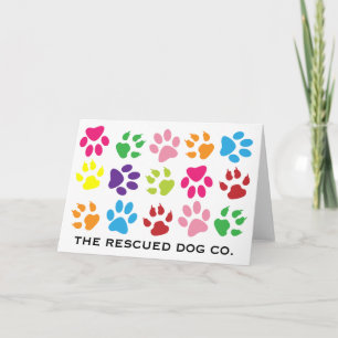Multi-Colour Paw Print Note Cards