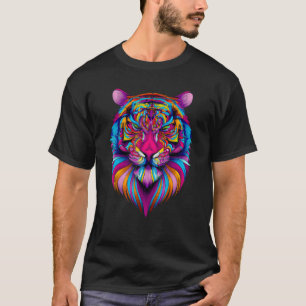 Multi Colour Psychedelic Tiger Head T-Shirt