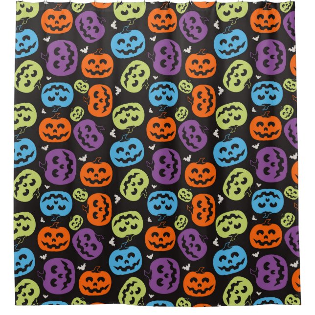 Multi Colour Pumpkin Pattern Shower Curtain (Front)
