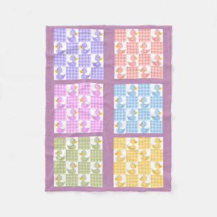 Multi Colour Quilt Duckies Design Fleece Blanket