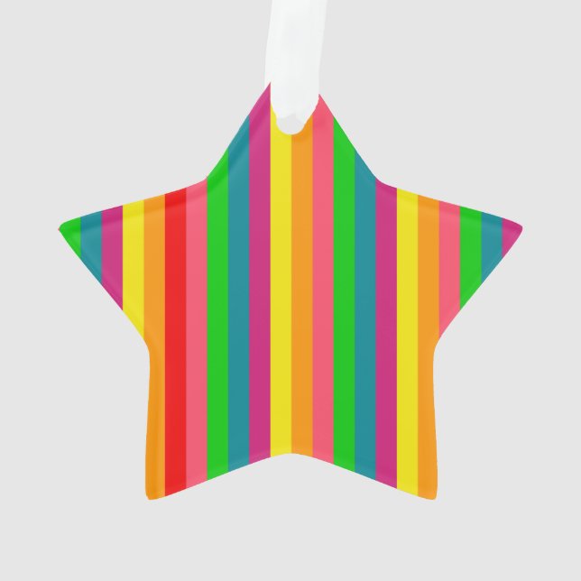 Multi Colour Rainbow Vertical Stripes Pattern Ornament (Back)