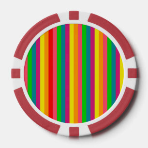Multi Colour Rainbow Vertical Stripes Pattern Poker Chips