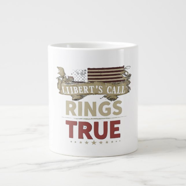 Multi colour "Rings True" word printed  Large Coffee Mug (Front)